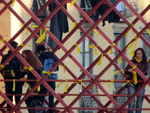 21F Vaga general. Enllaçada convocada per ANC Girona a la plaça Catalunya