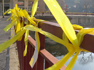 21F Vaga general. Enllaçada convocada per ANC Girona a la plaça Catalunya