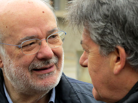 L'eurodiputat Josep Maria Terricabras i el llibreter Guillem Terribas