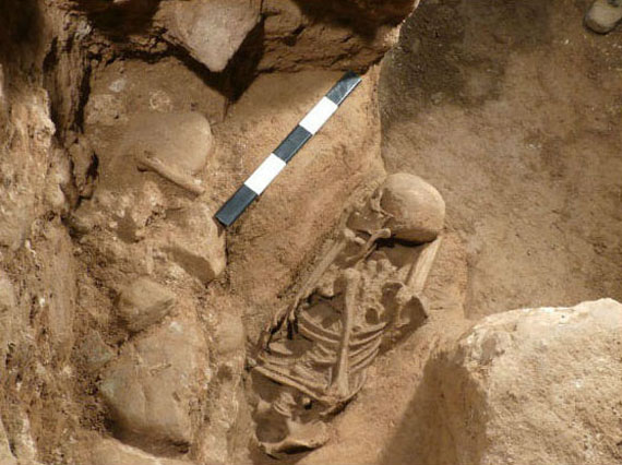 Enterrament de ritual isl&agrave;mic trobat durant la intervenci&oacute; realitzada al carrer Galligants