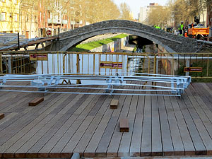 Procés de reconstrucció del pont del Dimoni de Santa Eugènia de Ter