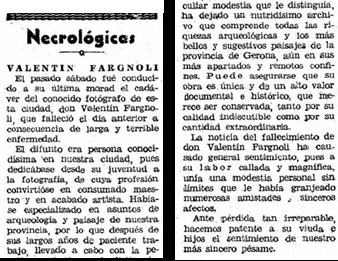 Necrològica de Valentí Fargnoli