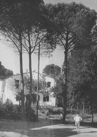 Grup de nens jugant en un carrer del barri de Germans Sàbat. Entre els nens, Anna Maria i Ferran Coll Crescenti. 1960-1965