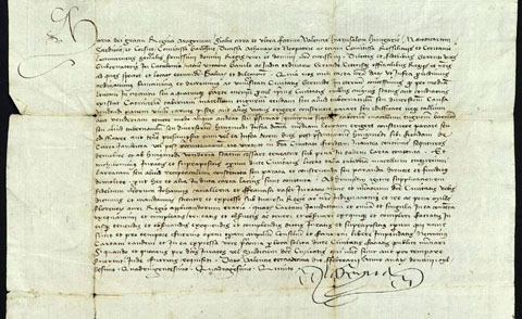 13 de febrer de 1445. La reina Maria, esposa i lloctinent del rei Alfons IV, al portantveus de governador de Catalunya, al veguer, batlle, jutge ordinari i a d�altres oficials de Girona. Ateses les s&uacute;pliques de Joan Cavalleria i Francesc Raset, jurats de la ciutat, els mana que facin observar el privilegi datat el mateix dia que prohibeix construir tavernes, carniceries i altres tendes per tal que no es pugui vendre pa, vi, peix i altres queviures a mitja llegua de la ciutat