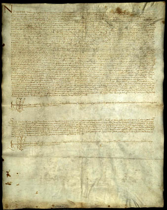13 d'octubre de 1542. Venda atorgada per Pere Ferrer, mercader de Girona, a favor de Guillem Coll, notari p&uacute;blic de Girona, d�una casa al carrer anomenat de la Cort (antigament de l�Argenteria). A orient, afronta amb el carrer que va de la pla&ccedil;a de l�Oli i de Clibano, anomenat de la Cort, al carrer de les Ferreries Velles i a la pla&ccedil;a del Vi, a migdia, part amb les cases dels hereus del difunt Salvi, vinater de Girona, part amb les <u>peixateries</u> i el carrer de l�Argenteria o de la Cort que hi ha sota les voltes [...]