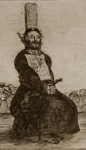 Executat per garrot. Detall del gravat 'Por una navaja', de la sèrie 'Los desastres de la guerra', de Goya