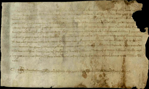 7 de gener de 1346. Àpoca atorgada per Guillem Cavaller, clergue de la seu, com a marmessor testamentari de Ramon de Trilles, difunt bracer de Girona, a favor de Guillem de [...], clergue de Santa Eulàlia Sacosta de Girona