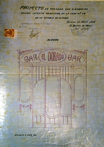 Projecte de la façana del bar El Dorado. 26 d'abril de 1914