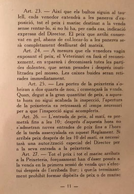 Reglament de la Peixateria. 1931
