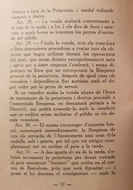 Reglament de la Peixateria. 1931