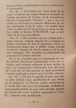 Reglament de la Peixateria. 1931