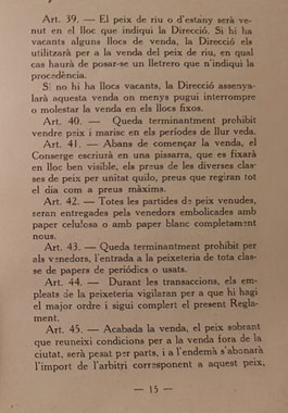 Reglament de la Peixateria. 1931