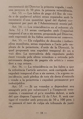 Reglament de la Peixateria. 1931