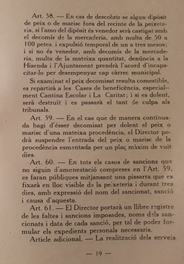 Reglament de la Peixateria. 1931