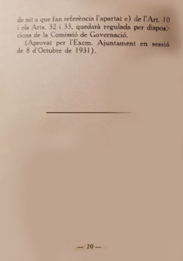 Reglament de la Peixateria. 1931