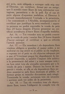 Reglament de la Peixateria. 1931