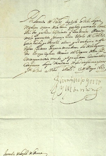 15 de maig de 1637. El lloctinent Enric d�Arag&oacute; Folc de Cardona, duc de Sogorb i de Cardona, als jurats de la ciutat de Girona. Els agraeix l�av&iacute;s de l�incendi de la barca del riu Ter, la restauraci&oacute; de la qual ja ha manat fer, alhora que els diu que ha instat el veguer perqu&egrave; persegueixi els delinq&uuml;ents