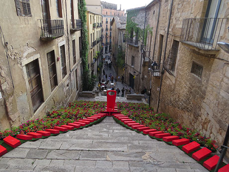 Temps de Flors 2019. Instal·lacions i muntatges a la Pujada de Sant Domènec