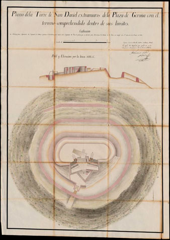 Plano de la Torre de San Daniel extramuros dela Plaza de Gerona con el terreno comprehendido dentro de sus límites. 1801