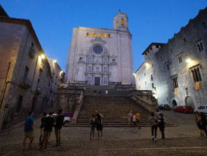 Fires 2019. Assaig de pilar de 4 a les escales de la Catedral pels Marrecs de Salt