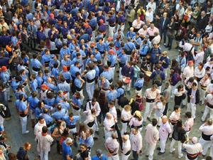 Fires 2019. La Diada Castellera a la plaça del Vi, amb els Marrecs de Salt, els Capgrossos de Mataró i els Minyons de Terrassa