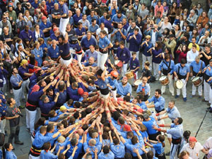 Fires 2019. La Diada Castellera a la plaça del Vi, amb els Marrecs de Salt, els Capgrossos de Mataró i els Minyons de Terrassa