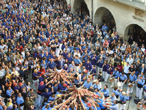 Fires 2019. La Diada Castellera a la plaça del Vi, amb els Marrecs de Salt, els Capgrossos de Mataró i els Minyons de Terrassa