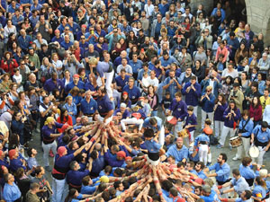 Fires 2019. La Diada Castellera a la plaça del Vi, amb els Marrecs de Salt, els Capgrossos de Mataró i els Minyons de Terrassa