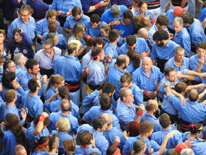 Fires 2019. La Diada Castellera a la plaça del Vi, amb els Marrecs de Salt, els Capgrossos de Mataró i els Minyons de Terrassa
