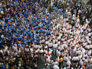 Fires 2019. La Diada Castellera a la plaça del Vi, amb els Marrecs de Salt, els Capgrossos de Mataró i els Minyons de Terrassa