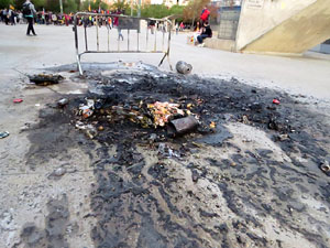 Sortida de la columna de la Marxa per la Llibertat des de la plaça de l'1 d'octubre de 2017 de Girona