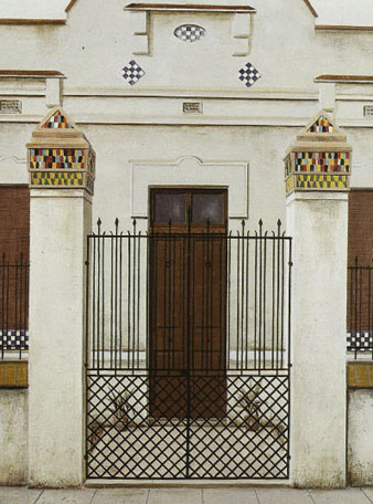 Casa al barri de Pedret. Santi Roca D. Costa. Oli sobre tela. 60 x 73 cm, Ca. 1978