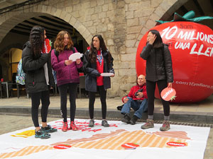 Activitats de la campanya 'Som 10 milions, som una llengua' a la plaça del Vi de Girona