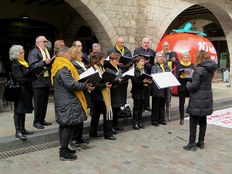 Activitats de la campanya 'Som 10 milions, som una llengua' a la plaça del Vi de Girona