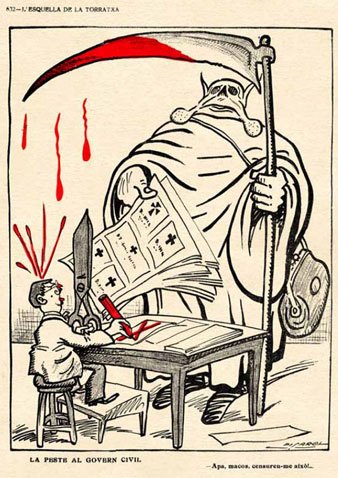 Caricatura sobre lepidèmia de grip incontrolable, publicada a 'LEsquella de la Torratxa', 27/09/1918