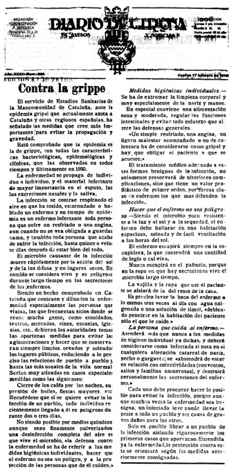 Indicacions contra la grip. 17/10/1918