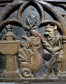Tapa del sepulcre de Sant Narcís. Detall. Segle XIV