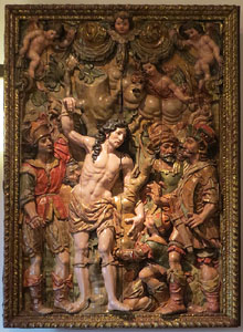 Retaule de Sant Sebastià. Josep Tramulles. 1652-1679. Relleu policromat