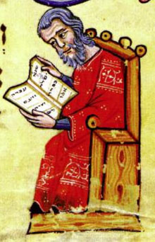 Un savi jueu. Hagadà Rylands. Segle XIV. Catalunya. Facsímil