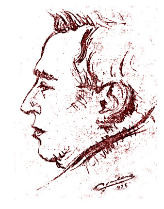 Miquel Santal&oacute; en una sanguina del seu amic el pintor Josep Aguilera