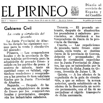 Disposicions del Gobierno Civil de Girona sobre la venda de peix a la ciutat