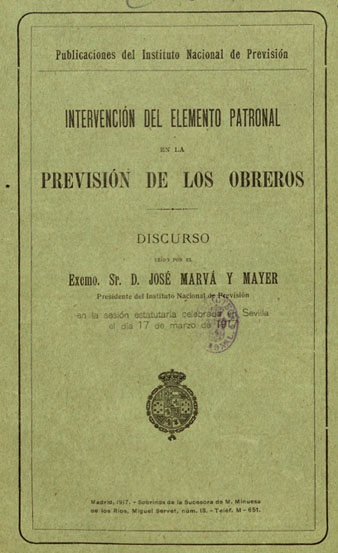 Una de les publicacions de José Marvá a l'Instituto Nacional de Previsión