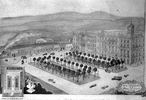 Projecte de remodelació de la plaça Poeta Marquina de l'aquitecte municipal Ricard Giralt Casadesús. 1926