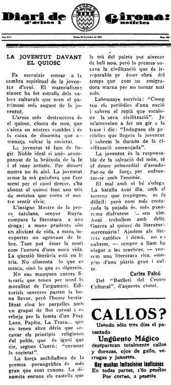 Article publicat al 'Diari de Girona d'Avisos i Notícies'