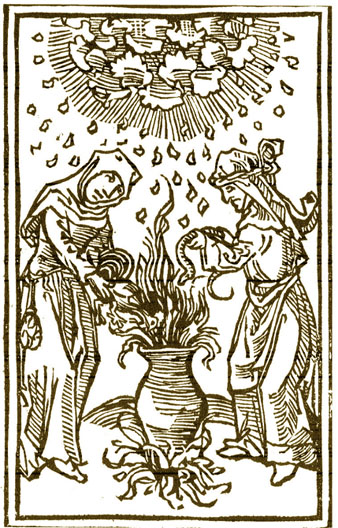 Bruixes preparant una poci&oacute;. Segle XVI