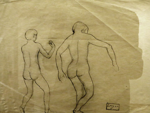 Dos nois d'esquena. Ca. 1915. Celso Lagar