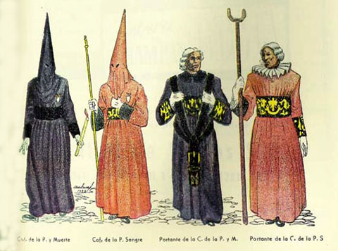 Dibuix de les Vestes de Girona. Publicat al programa de Setmana Santa de 1948