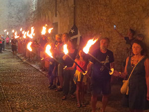 Diada Nacional 2022. XV Marxa de Torxes de Girona pels carrers del Barri Vell de Girona