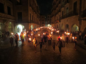 Diada Nacional 2022. XV Marxa de Torxes de Girona pels carrers del Barri Vell de Girona