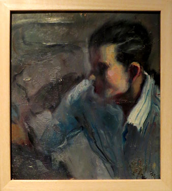 Albert Sangrà pintant a Llotja. Saturo López García. Ca. 1947